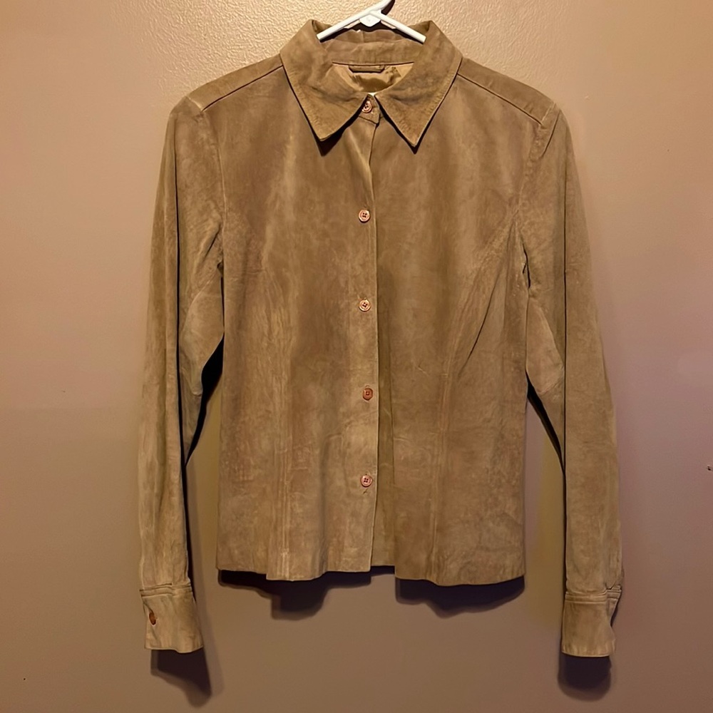 Loft 100% Leather Button up Shirt